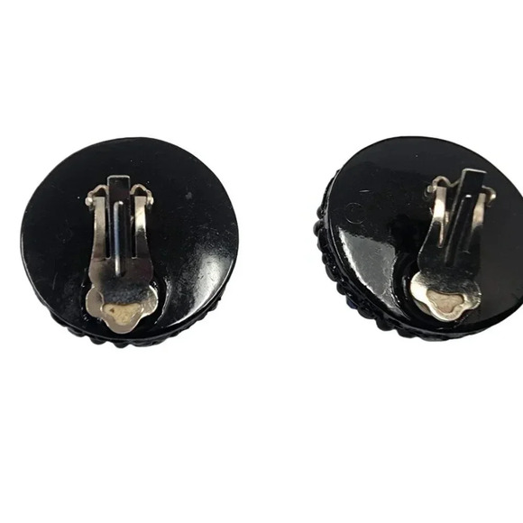 Vintage Blue Rhinestone Cluster Round Clip-On Earrings - Picture 2 of 2